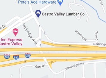 This is a map of the location of Castro Valley Lumber